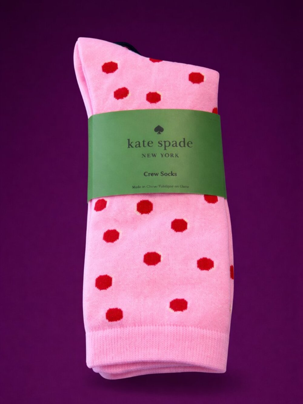 KATE SPADE New York Pink Red Polka Dot Crew Socks - 3 Pair